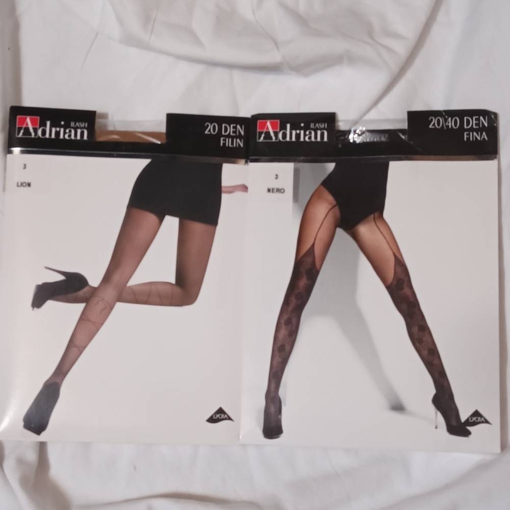 Women's Adrian filin in tan and fina in black Sheer pantyhose/tights